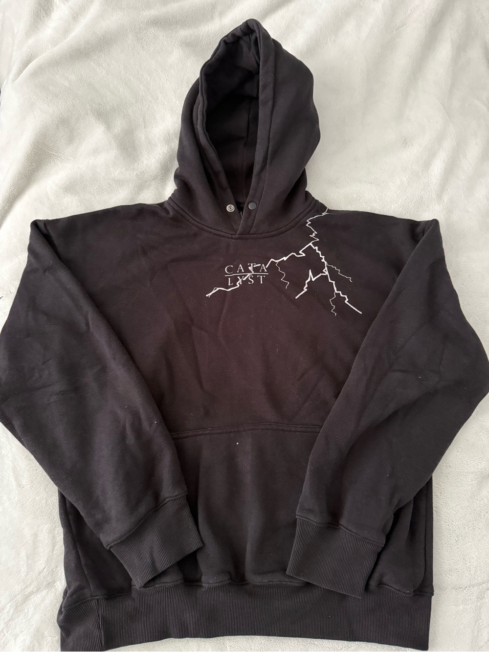 Black Graphic Hoodie Sweatshirt with Lightning Design